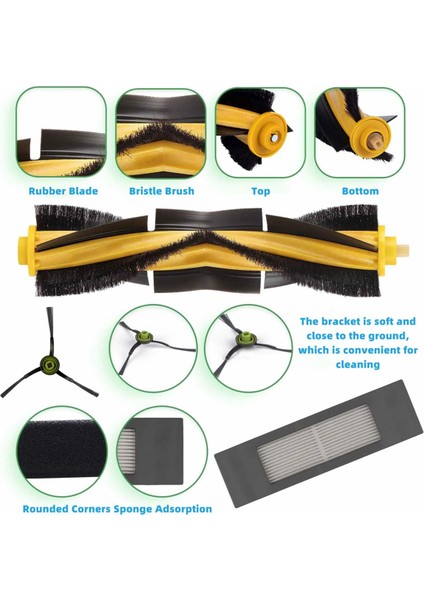 Deboot Ozmo 920 950 T5 T9 2 Hibrit Yedek Parça Aksesuarları Ana Yan Fırça Hepa Filtre Paspas Bezi (Yurt Dışından) modelleri
