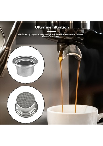 58MM Kahve Dört Bardaklık Toz Haznesi Paslanmaz Çelik Kahve Makinesi Sapı Filtre Sepeti Yeniden Kullanılabilir Kahve Filtreleri (Yurt Dışından) fırsatları