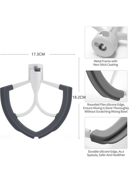 Kitchenaid 6 Qt Kase Kaldırmalı Stand Mikseri Için Esnek Kenarlı Çırpıcı, Esnek Silikon Kenarlı Düz Çırpıcı Küreği ve Kase Kazıyıcı (Yurt Dışından) fırsatları