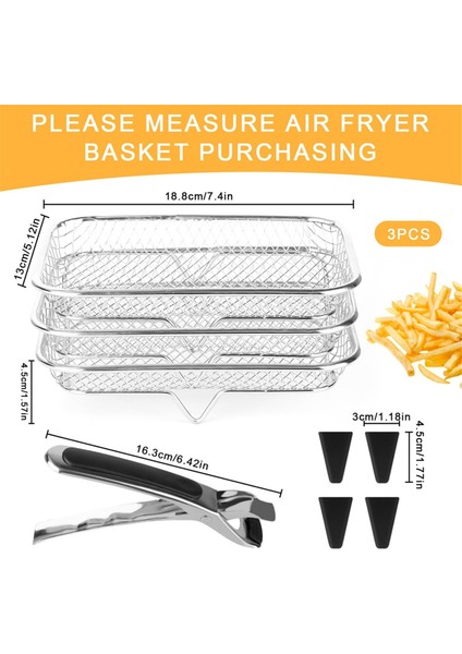 Sıcak Hava Fritözü Izgaraları, 3 Katlı Istife Edilebilir Hava Fritözü Rafı, 304 Paslanmaz Çelik, Fırın Için, Hava Fritözü Aksesuarları, Dikdörtgen (Yurt Dışından) fiyatları