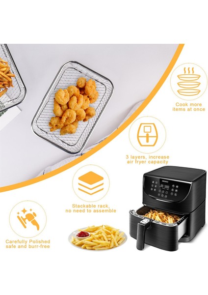 Sıcak Hava Fritözü Izgaraları, 3 Katlı Istife Edilebilir Hava Fritözü Rafı, 304 Paslanmaz Çelik, Fırın Için, Hava Fritözü Aksesuarları, Dikdörtgen (Yurt Dışından) modelleri