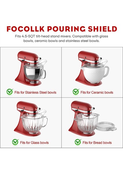 Kitchenaid 4,5-5 Qt Mikser Kabı Için Dökme Kalkanı ve Kitchenaid Mikser Aparatları Için Karıştırma Küreği (Yurt Dışından) fırsatları
