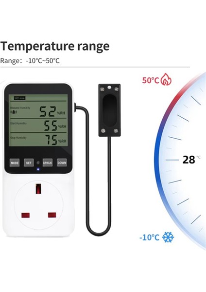 Nem Kontrol Cihazı Çıkışı 230V 13A Dijital Termostat Isıtma Soğutma Regülatörü Akıllı Priz Ingiltere Fişi (Yurt Dışından) fiyatları
