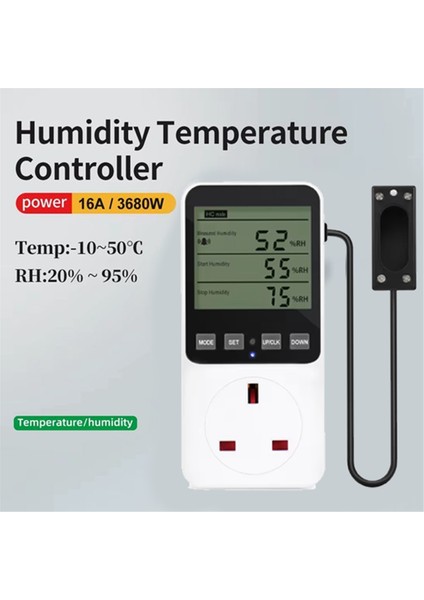 Nem Kontrol Cihazı Çıkışı 230V 13A Dijital Termostat Isıtma Soğutma Regülatörü Akıllı Priz Ingiltere Fişi (Yurt Dışından) modelleri