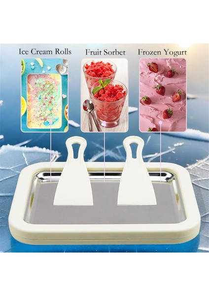 Paslanmaz Çelik Dondurulmuş Yoğurt Makinesi, 2 Spatulalı Anında Yuvarlanan Buzlu Yoğurt Makinesi, Dondurma Meyve Şerbeti Yeşil (Yurt Dışından) fırsatları