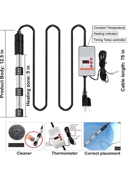 Daldırma Su Isıtıcısı, 2500W Taşınabilir Elektrikli Paslanmaz Isıtıcılar, Korumalı Kapaklı, Havuz Küveti Için Ab Fişi 2500W (Yurt Dışından) modelleri