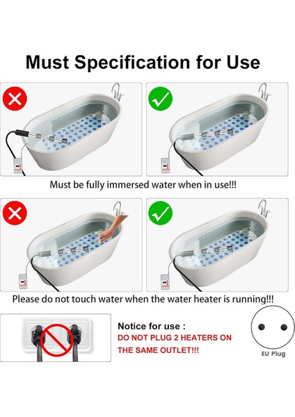 Daldırma Su Isıtıcısı, 2500W Taşınabilir Elektrikli Paslanmaz Isıtıcılar, Korumalı Kapaklı, Havuz Küveti Için Ab Fişi 2500W (Yurt Dışından) fırsatları