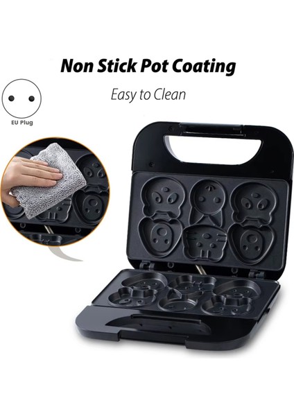 Hayvan Mini Waffle Makinesi 6 Hayvan Şekilli Krep Kahvaltı Makinesi Yapışmaz Waffle Makinesi Ev Tipi Çocuklar ve Yetişkinler Için (Ab) (Yurt Dışından) fırsatları