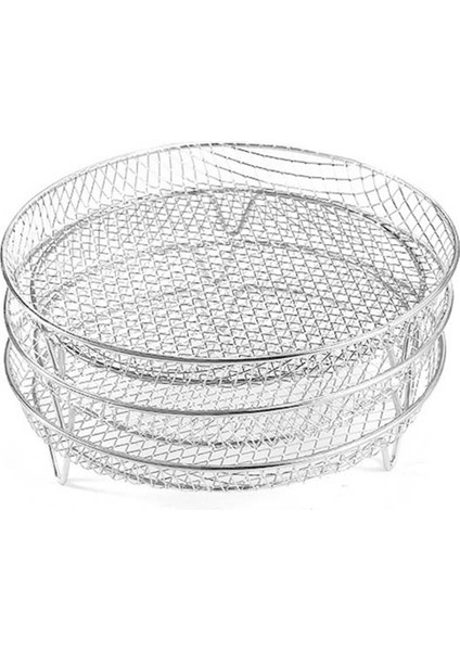 Air Fryer Özel Izgara Yuvarlak Plaka Üç Katmanlı Istife Edilebilir Tost Buharlı Pişirici 304 Paslanmaz Çelik Şiş Rafı (Yurt Dışından)