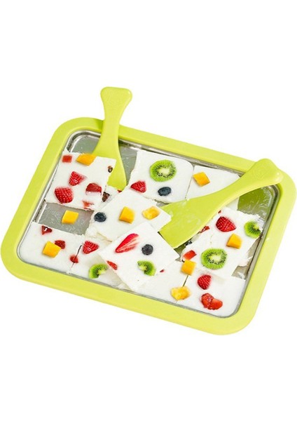 Dondurma Dondurulmuş Yoğurt Makinesi Paslanmaz Çelik Kızarmış Buz Tepsisi Kızarmış Yoğurt Makinesi Iki Kazıyıcılı Hızlı Soğutma Tepsisi (Yurt Dışından)