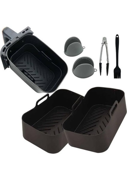 Ninja DZ201/DZ401 Hava Fritözü Sepet Aksesuarları Için 2 Adet Yapışmaz Silikon Fritöz Astarı Yeniden Kullanılabilir Hava Fritözü Astarları (Yurt Dışından)