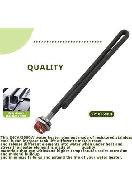SP10869PH 5500W Su Isıtıcı Elemanı Rheem, R'heem Su Isıtıcı Elemanı SP10552PH, SP10872PL'NIN Yerine Geçer (Yurt Dışından) fiyatları