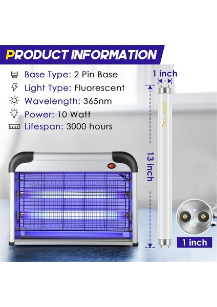20W Iç Mekan Böcek Öldürücü Için 10'lu Paket Böcek Öldürücü Yedek Ampul, Aspectek, Liba Için Bl T8 F10W 13 Inç Işık Tüpü (Yurt Dışından) modelleri