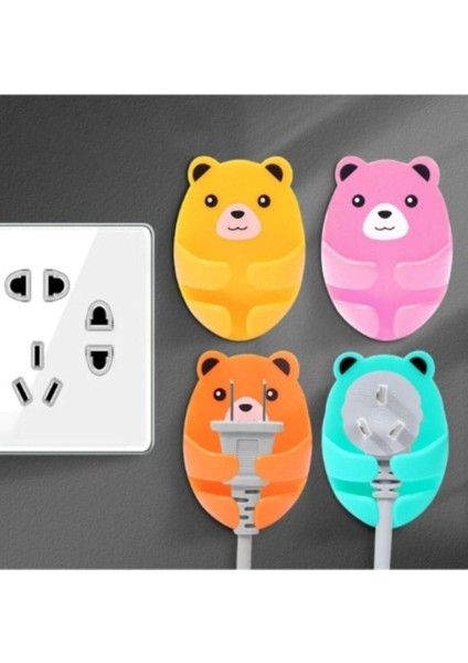 Duvara Monte Kendinden Yapışkanlı Ayı Desenli Kablo Toplayıcı – 8x5,5 cm Pratik Kablo ve Aksesuar Düzenleyici