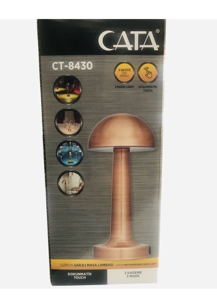 Şarjlı Metal Masa Lambası – 3 Kademe Dokunmatik Işık, USB Girişli, Günışığı Tonu, Taşınabilir Tasarım