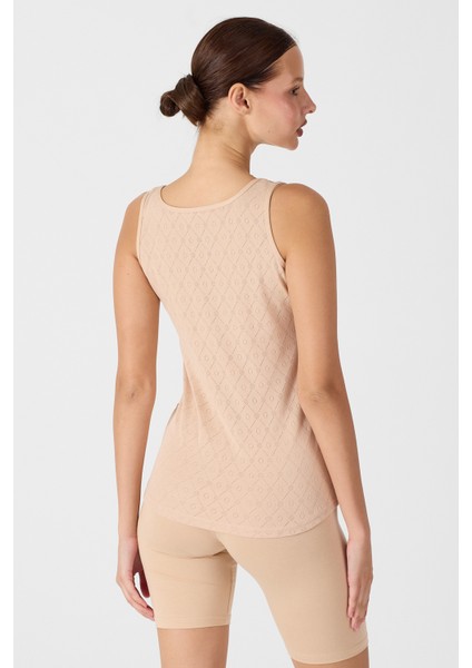 Kadın Ten Rengi 3'lü Kalın Askılı %100 Pamuk Jakarlı Atlet 3M354 354