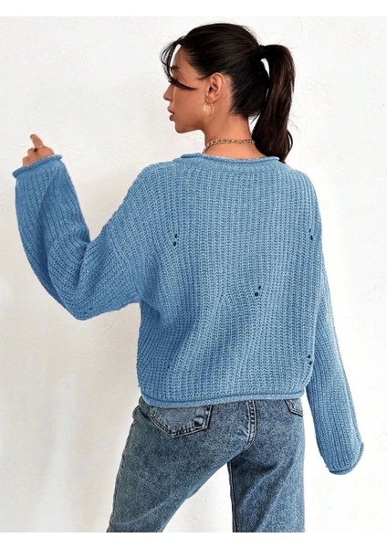 Salaş Delik Detaylı Kazak Mavi fiyatları