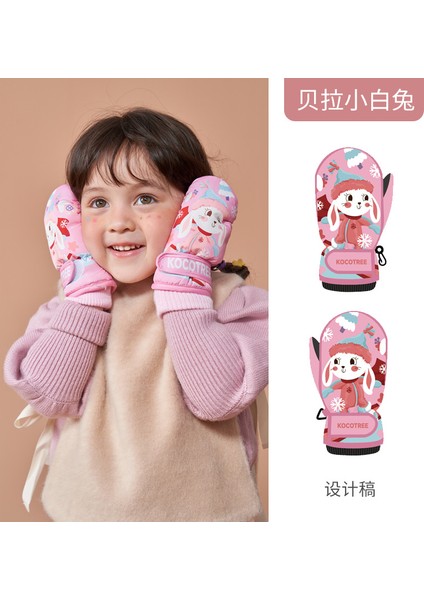 Çocuk Kayak Eldiveni Sonbahar-Kış Fırçalı Kalın Isıtmalı Eldiveni (Yurt Dışından)