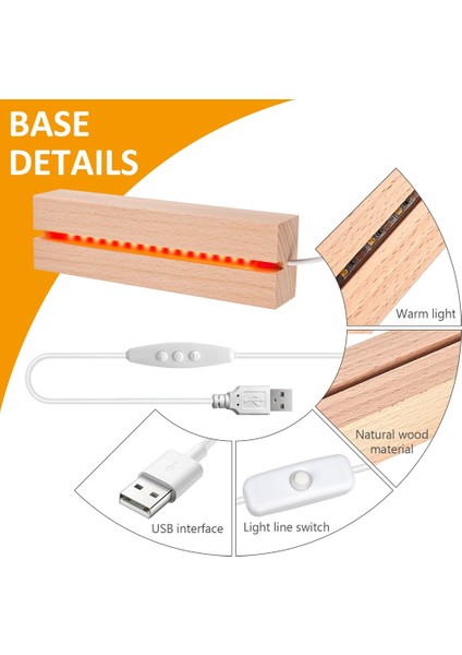LED Ahşap Soket, LED Işık Tabanı, USB Ahşap Taban, LED Işık Soketi, Akrilik Cam Için Dikdörtgen Aydınlatmalı 4 Adet (Yurt Dışından) modelleri