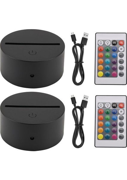 2'li Paket 3D Gece LED Işık Lambası Tabanı + Uzaktan Kumanda + USB Kablosu, Akrilik Siyah Için 16 Renk Işık Gösterisi Ekran Standı (Yurt Dışından)