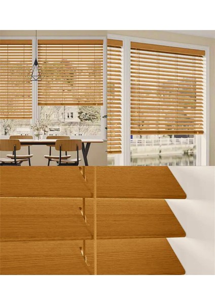 Wooden Blinds %100 Doğal Ahşap Jaluzi Perde 50MM, Alüminyum Kasalı Yüksek Kaliteli - Meşe (Kurdelasız)