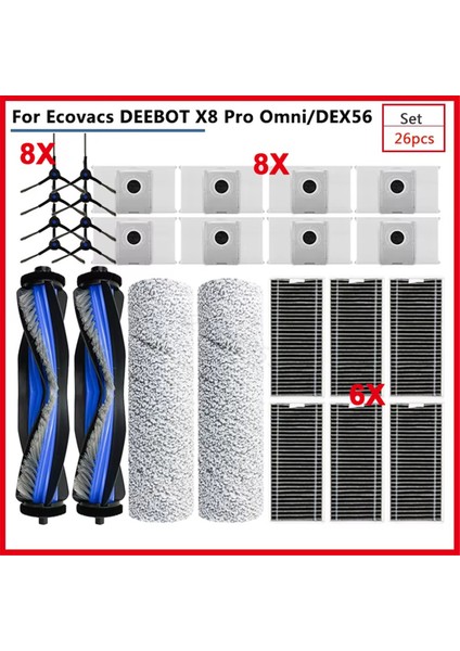 Ecovacs Deebot X8 Pro Omni Aksesuarları Filtre Toz Torbası Silindir Bez Elektrikli Süpürge Için Yedek Ana Yan Fırça Parçaları (Yurt Dışından)