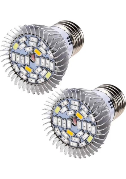 2 Adet E27 Bitki Büyüme Işığı 85-265V Tam Spektrumlu LED Büyüme Işığı Hidroponik Iç Mekan Bahçe Serası Için 28W (Yurt Dışından)