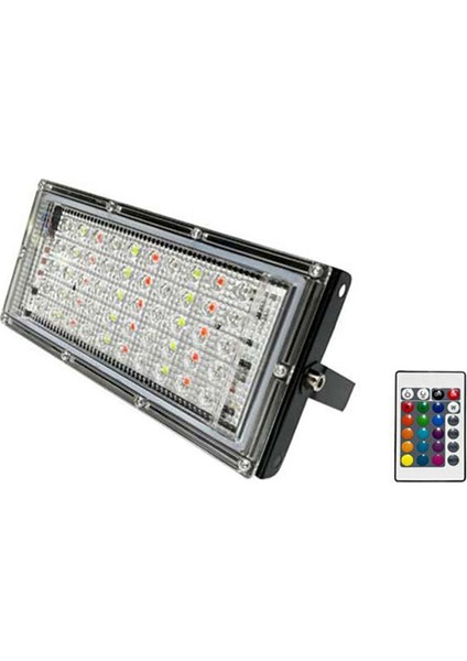 Uzaktan LED Projektör Reflektör Lambası Su Geçirmez IP65 Dış Mekan Projektör Bahçe LED Rgb Spot 50W Ab Fişi (Yurt Dışından)