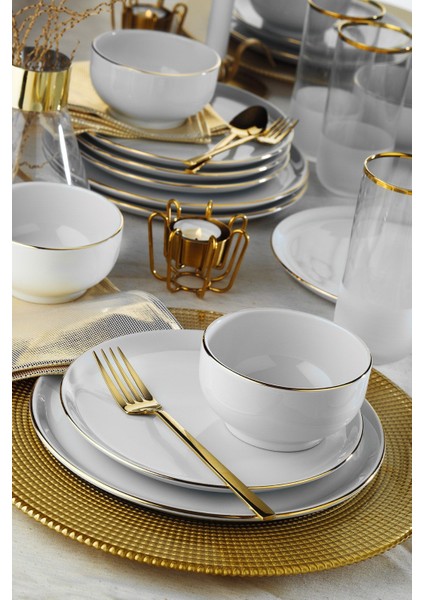 Almina 18 Parça 6 Kişilik Beyaz Porselen Yemek ve Sunum Takımı – Altın File Detaylı Zarif Tasarım fiyatları