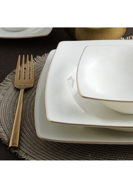 Caroline 85 Parça 12 Kişilik Krem Desenli Bone Porselen Yemek Takımı – Zarif ve Dayanıklı