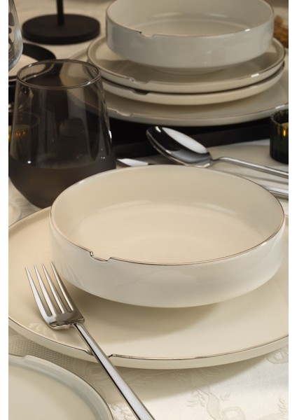 24 Parça 6 Kişilik Krem Renk Yemek Takımı – Şık Tasarım ve Dayanıklı Porselen modelleri