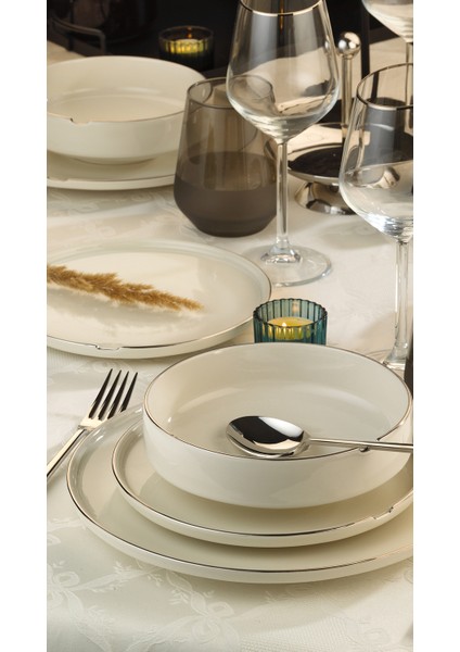 24 Parça 6 Kişilik Krem Renk Yemek Takımı – Şık Tasarım ve Dayanıklı Porselen fırsatları
