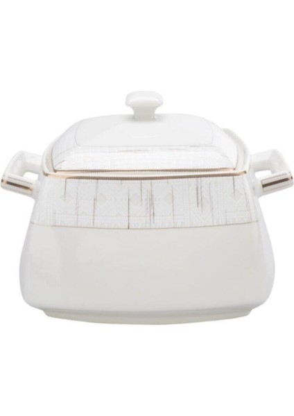 Square Bone Batik 60 Parça 12 Kişilik Beyaz Desenli Kare Porselen Yemek Takımı – Şık ve Zarif Sunumlar İçin