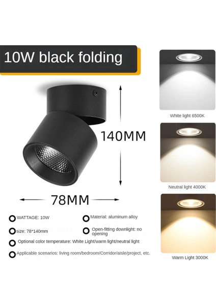 Cob LED Spotlar Duvar Spot LED Işık Lambası Katlanabilir Yüzeye Monte Iç Mekan Aydınlatması 10W Oturma Odası Mutfak Için (Yurt Dışından) fırsatları