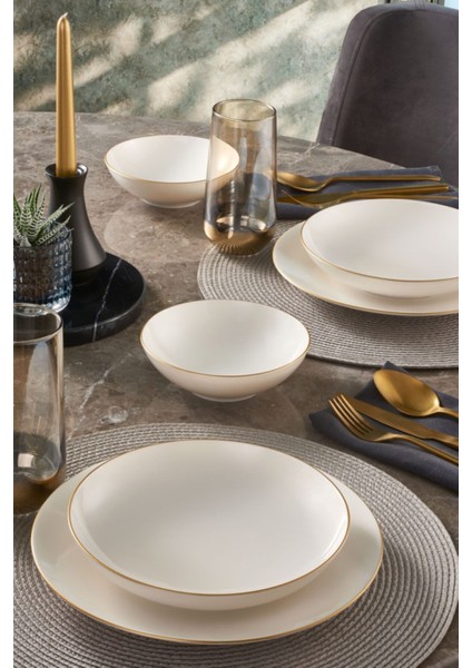 Atina 18 Parça Gold Bone 6 Kişilik Yemek Takımı – Şık, Dayanıklı ve Zarif Tasarım modelleri
