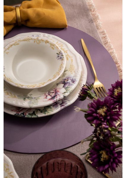 Flory 24 Parça 6 Kişilik Beyaz Porselen Yemek Takımı – Sade Yuvarlak Tasarımlı Şık Tabak Seti