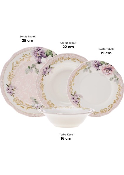 Flory 24 Parça 6 Kişilik Beyaz Porselen Yemek Takımı – Sade Yuvarlak Tasarımlı Şık Tabak Seti