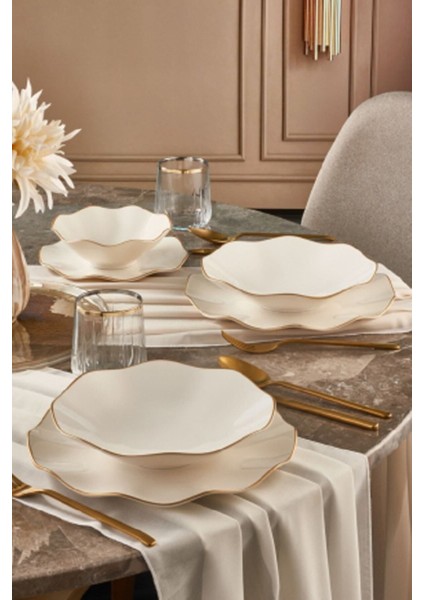 24 Parça 6 Kişilik Krem Bone Porselen Yemek Takımı – Pürüzsüz Yüzey, Şık ve Dayanıklı fırsatları