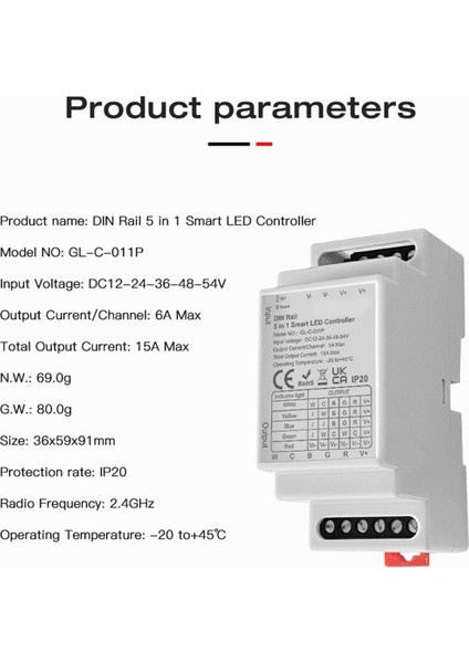 Dın Ray 5'i 1 Arada Akıllı LED Kontrol Cihazı Rgb Rgbw Cct 2.4g Işık Şeridi Dimmer Zigbee3.0 (Yurt Dışından) modelleri