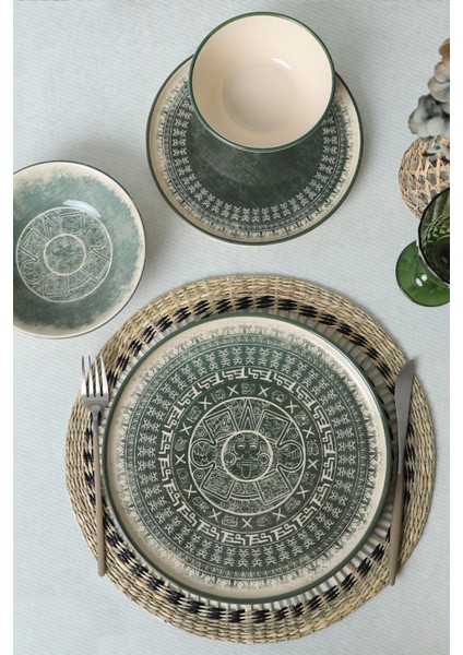 Maya 24 Parça 6 Kişilik Stoneware Yemek Takımı – Çok Renkli Mat Desenli, Dayanıklı ve Kolay Temizlenir