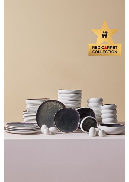 Red Carpet Earth Collection Galactic White 59 Parça 12 Kişilik Beyaz Stoneware Yemek Takımı – Şık ve Sade Tasarım