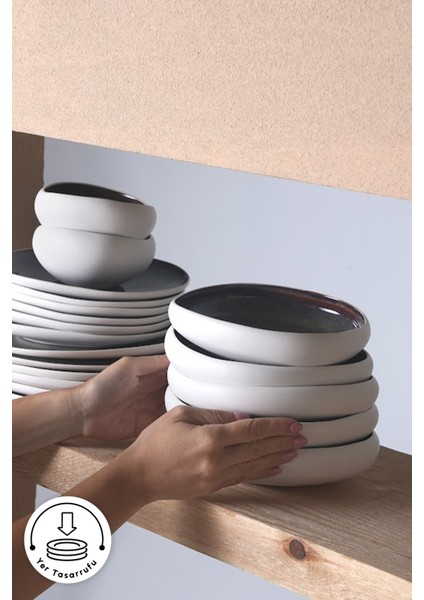 Red Carpet Earth Collection Galactic White 59 Parça 12 Kişilik Beyaz Stoneware Yemek Takımı – Şık ve Sade Tasarım