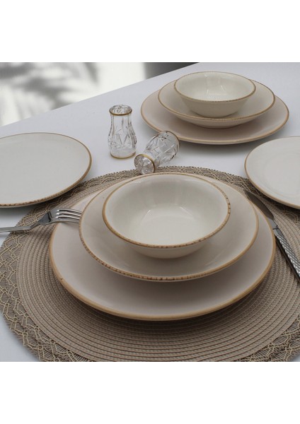 Arna Seramik 24 Parça 6 Kişilik Yemek Takımı – Simli Taş Desenli, Renkli, Mikrodalga ve Bulaşık Makinesi Uyumlu indirimleri