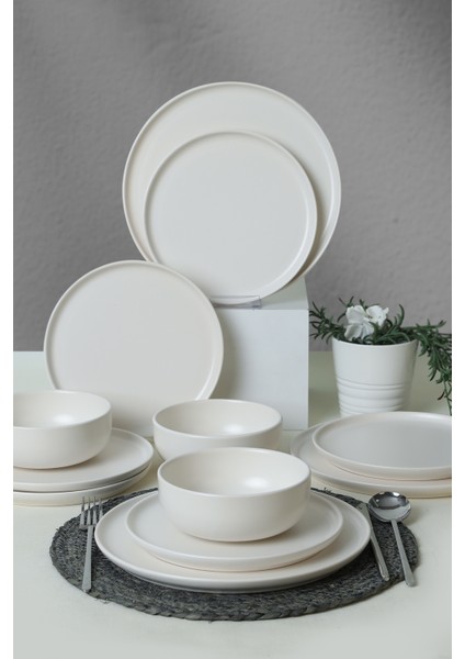 Nordic Mat Beyaz Yemek Takımı 18 Parça 6 Kişilik 022