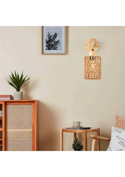 Rattan Halat Yatak Başlığı Duvar Lambası Silindirik Yatak Odası Lambası Yatak Odası Çiftlik Evi Kırsal Dekoratif Aydınlatma Abajur, Abajur (Yurt Dışından) fiyatları
