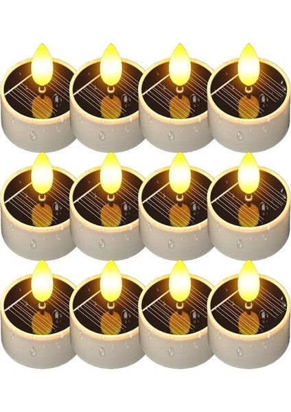 Güneş Enerjili Açık Hava Su Geçirmez Çay Işıkları, 12 Adet 1,5x2,1 Inç Küçük Çay Işığı Mumları, Gece Otomatik Yanar, Veranda Bahçesi Için (Yurt Dışından)