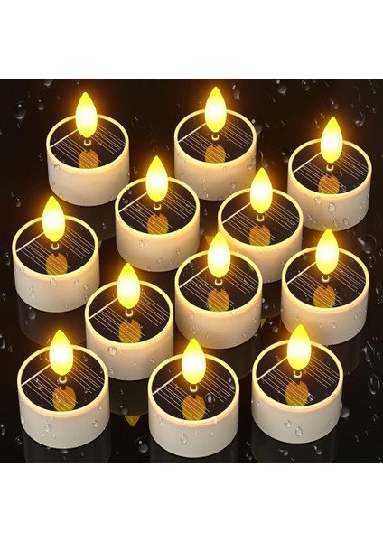 Güneş Enerjili Açık Hava Su Geçirmez Çay Işıkları, 12 Adet 1,5x2,1 Inç Küçük Çay Işığı Mumları, Gece Otomatik Yanar, Veranda Bahçesi Için (Yurt Dışından) fırsatları