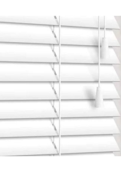 Wooden Blinds %100 Doğal Ahşap Jaluzi Perde 50MM, Alüminyum Kasalı Yüksek Kaliteli - Beyaz (Kurdelasız) fırsatları