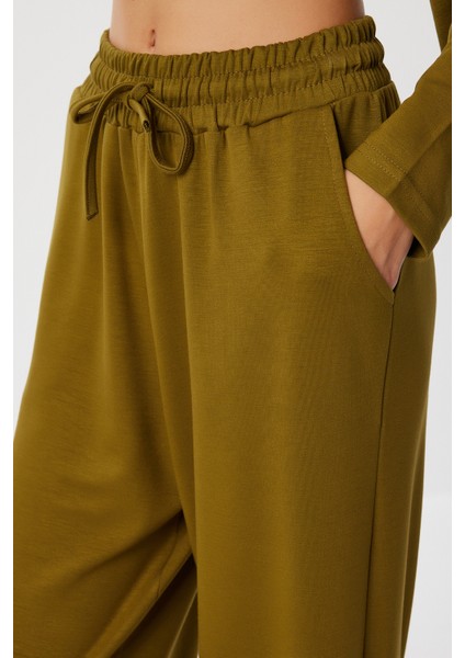 Rahat Esnek Modal Alt-Üst Takım LBY0007 Yağ Yeşili indirimleri