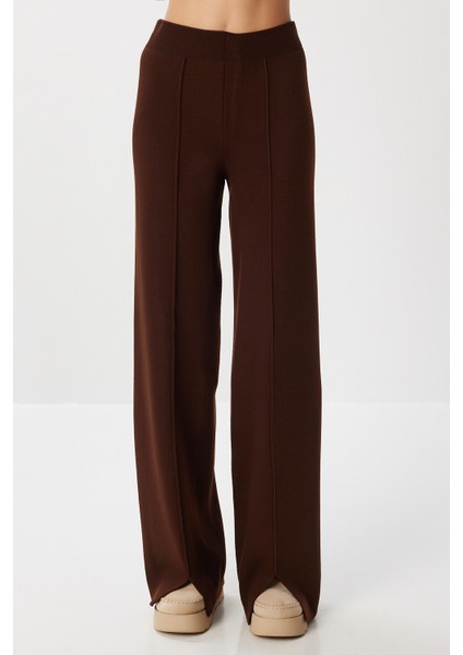 Şık Triko Kazak Pantolon Takım LMU0001 Kahverengi fırsatları